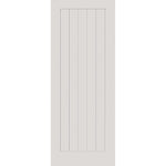 Product Thames white primed fire door with vertical plank panel design