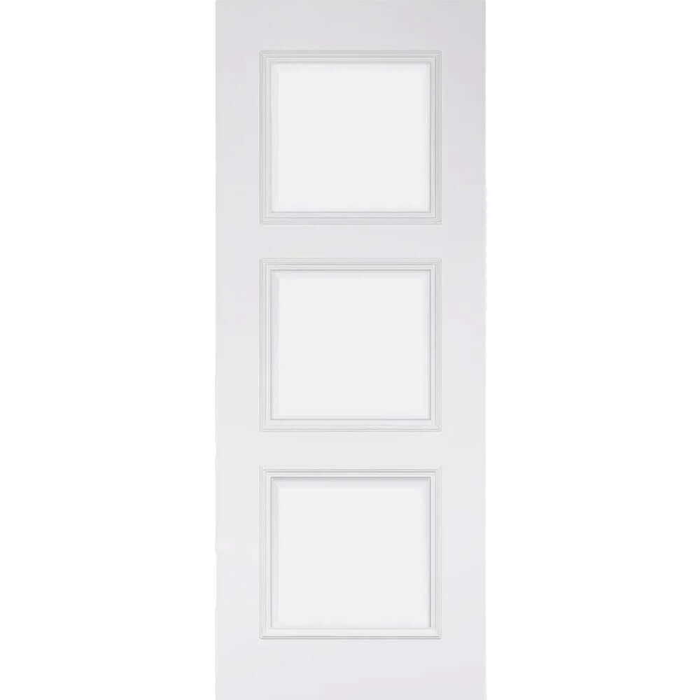 Deanta White Primed 3 Panelled Glazed Door