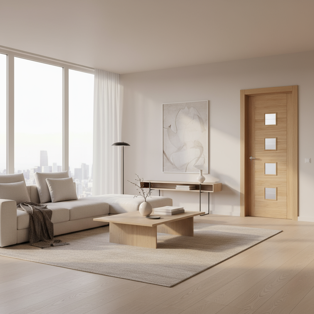 Vancouver Prefinished Oak Brilliant Cut Glazed Internal Door