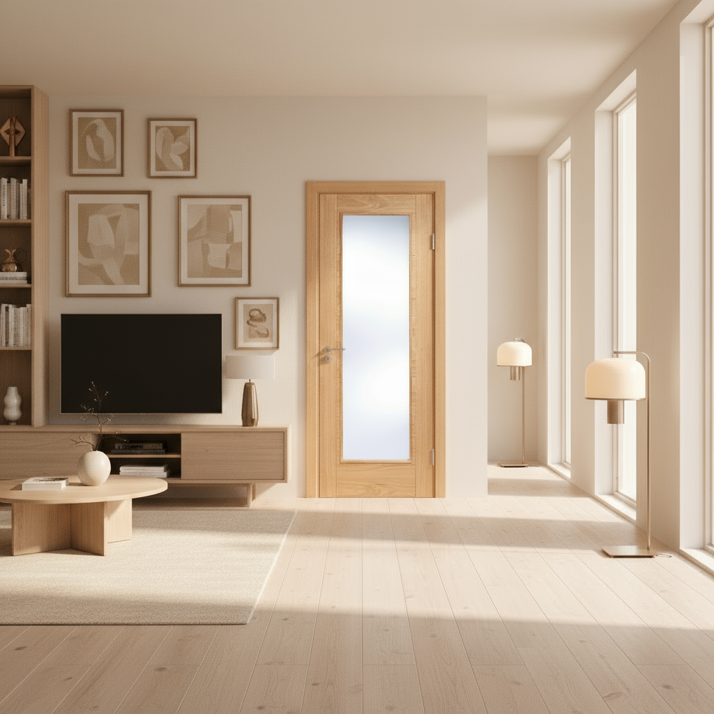 Vancouver Prefinished Oak Pattern 10 Glazed FD30 Fire Door