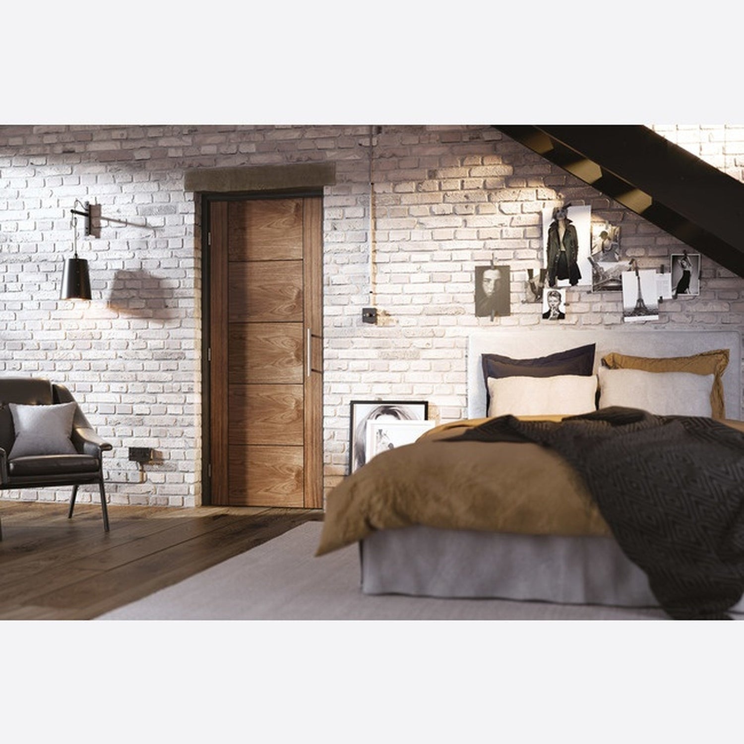 Vancouver Walnut Prefinished FD30 Fire Door - Lifestyle Image 1