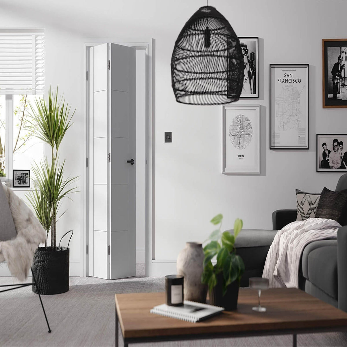 Vancouver White Primed Bi-Fold Door - Lifestyle Image 1