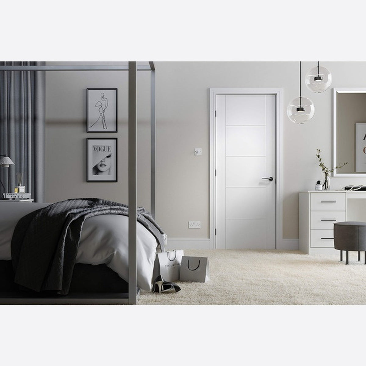 Vancouver White Primed FD60 Fire Door - Lifestyle Image 1