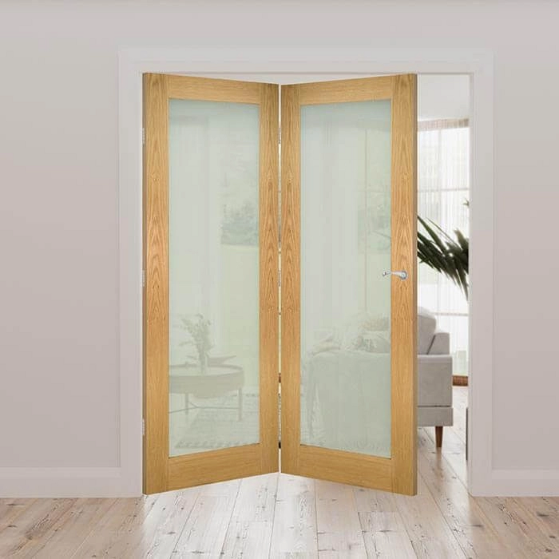 Walden Obscured Glazed Oak Internal Door Fold Kit