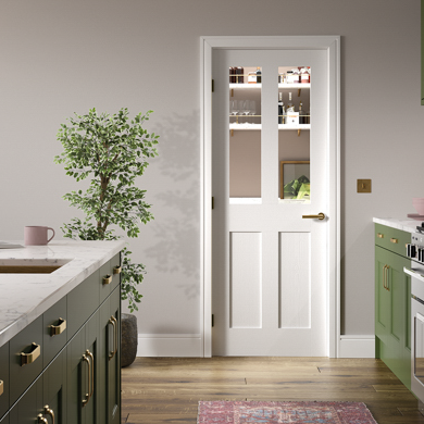 London Primed White Grain Glazed 2L Internal Door