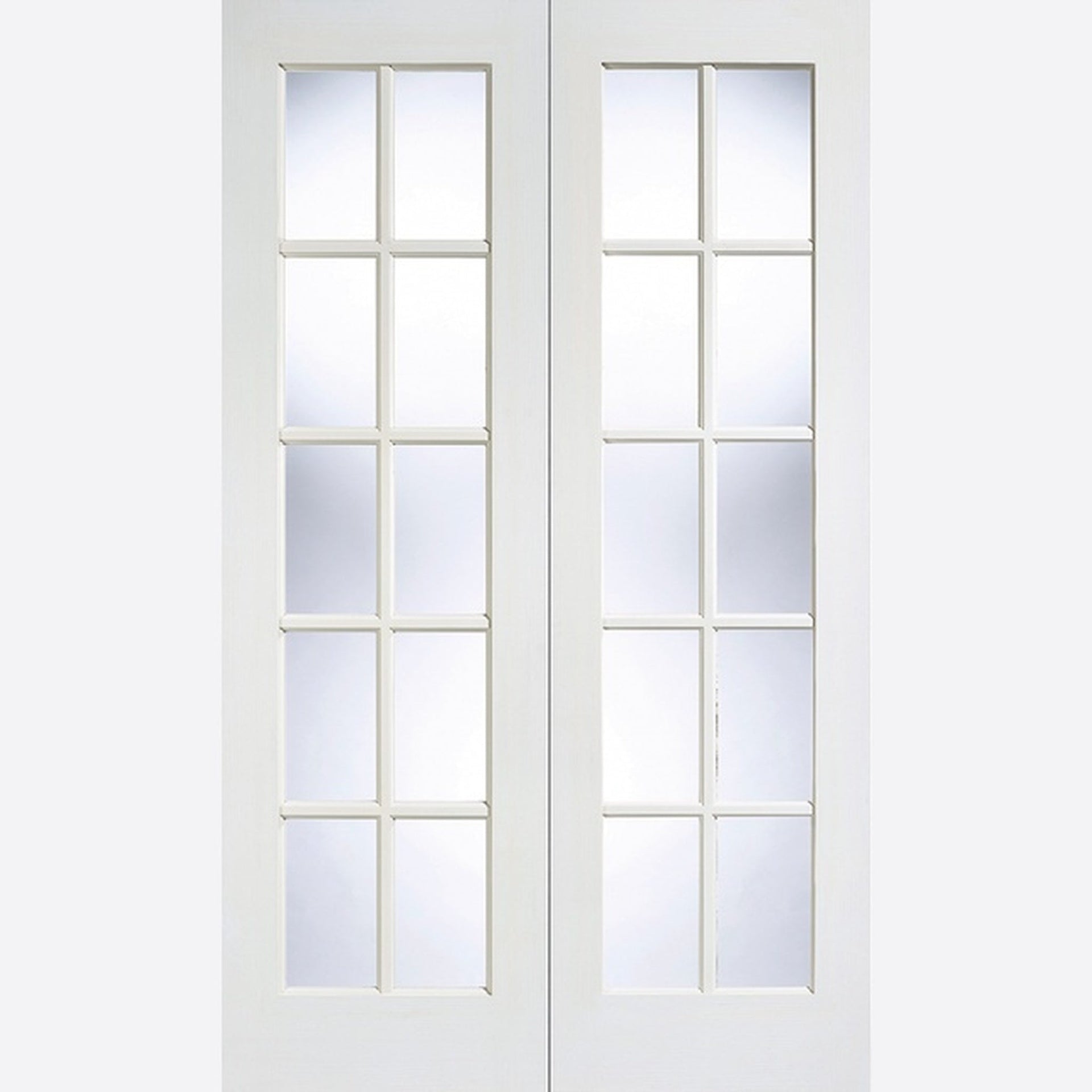 White Primed GTPSA Clear Glazed Internal Door Pair - Main Product Image