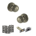 Product Old English Ripon matt gun metal reeded mortice door knob with matching hinges, latch and fixings