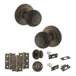 Product Old English Ripon urban bronze reeded mortice door knob with matching hinges, latch and fixings