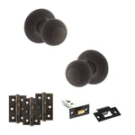 Product Old English Ripon urban dark bronze reeded mortice door knob with matching hinges, latch and fixings