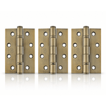 Product Three brass hinges shown side by side on a white background with a subtle reflection below.