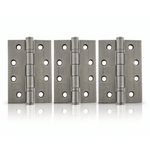 Product set of 3 matt gun metal 4" but hinges on a white background