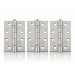 Product set of 3 stainless steel 4" but hinges on a white background