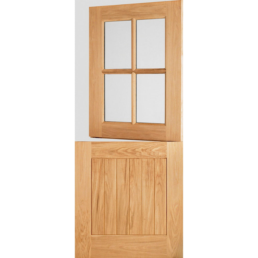 Lifestyle Adoorable oak glazed cottage stable veneer door installed at an entrance