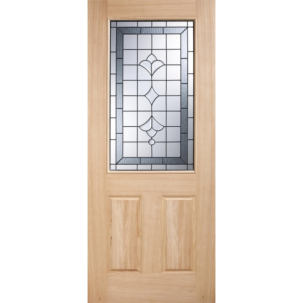 Product Adoorable Oak Winchester glazed external oak veneer door with decorative glass