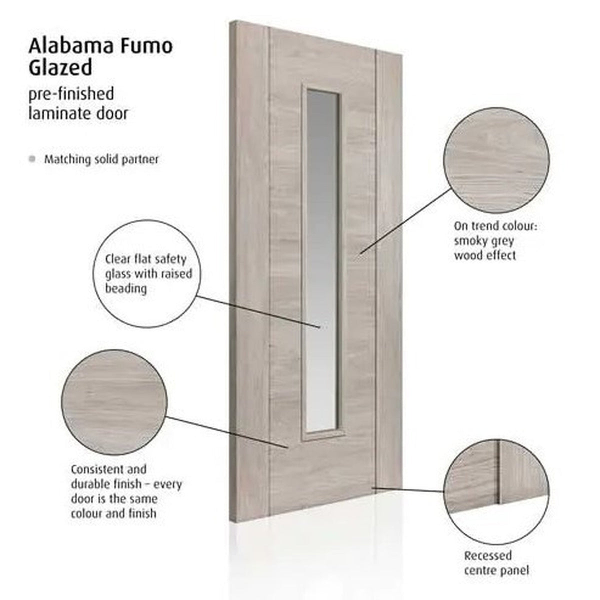 Alabama Fumo Glazed Laminate Internal Door - Lifestyle Image 3