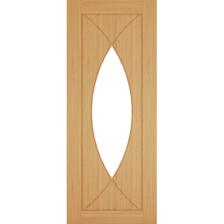 Product oak Amalfi flat clear glazed internal door with glass panels