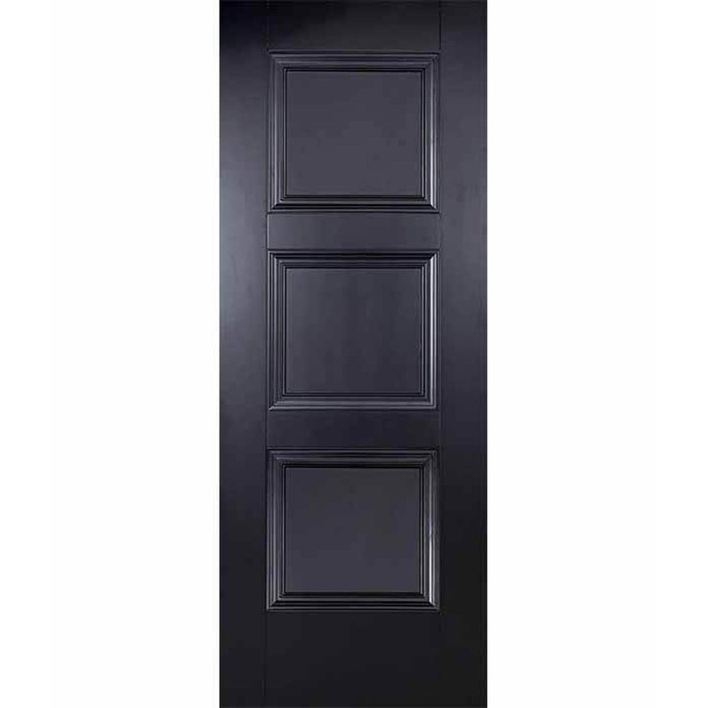 Product Amsterdam black primed 3 panel FD30 fire door