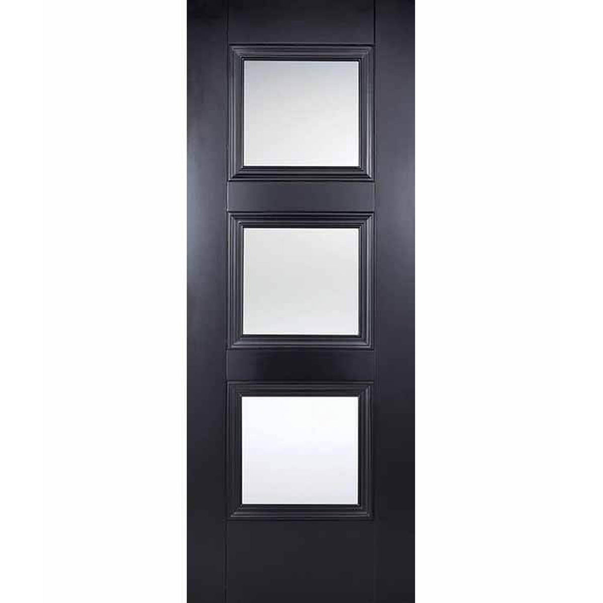 Amsterdam Black Primed 3 Panel Glazed Internal Door - Main Product Image