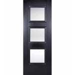 Amsterdam Black Primed 3 Panel Glazed Internal Door - Main Product Image