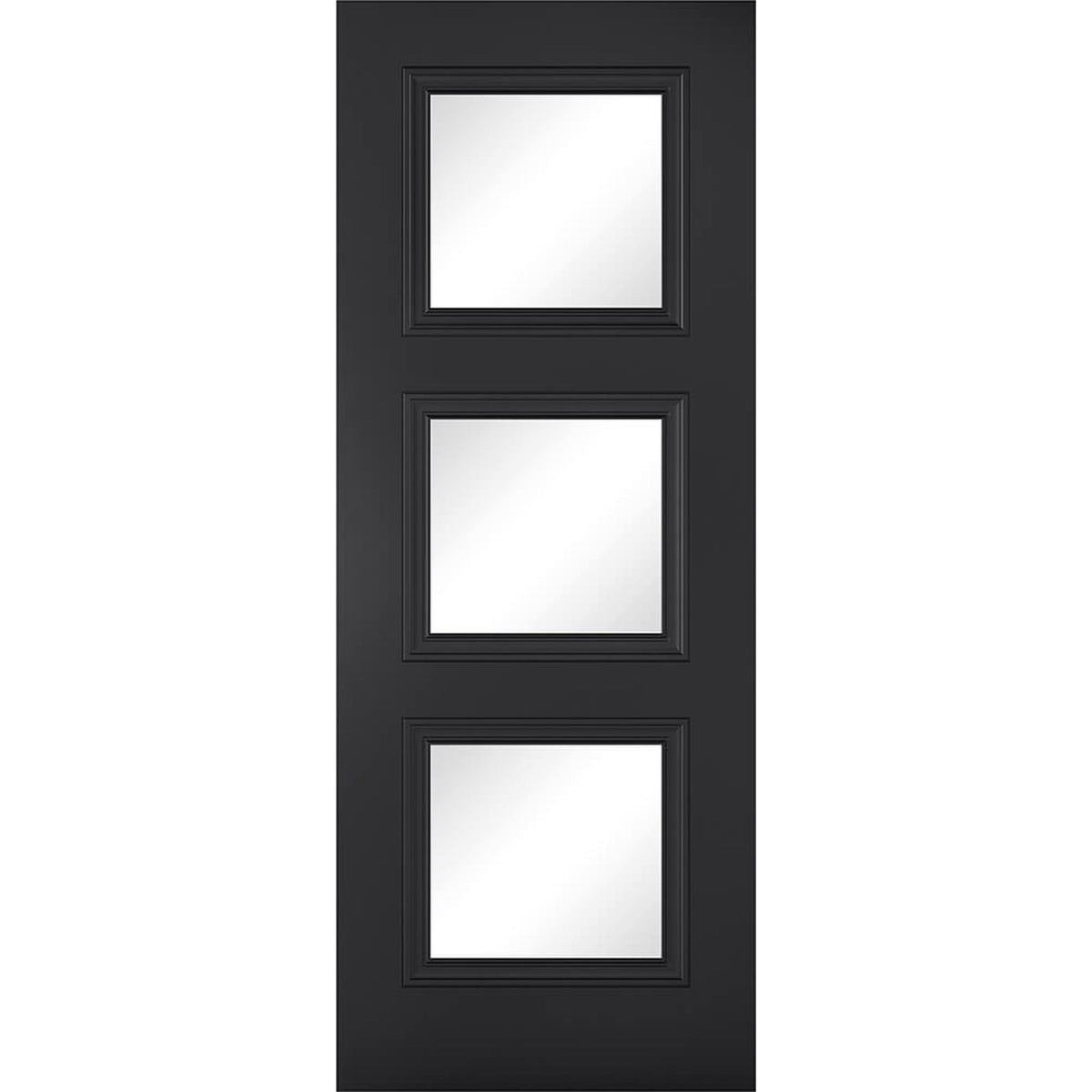 Antwerp Black Primed 3 Panel Glazed Internal Door - Main Product Image