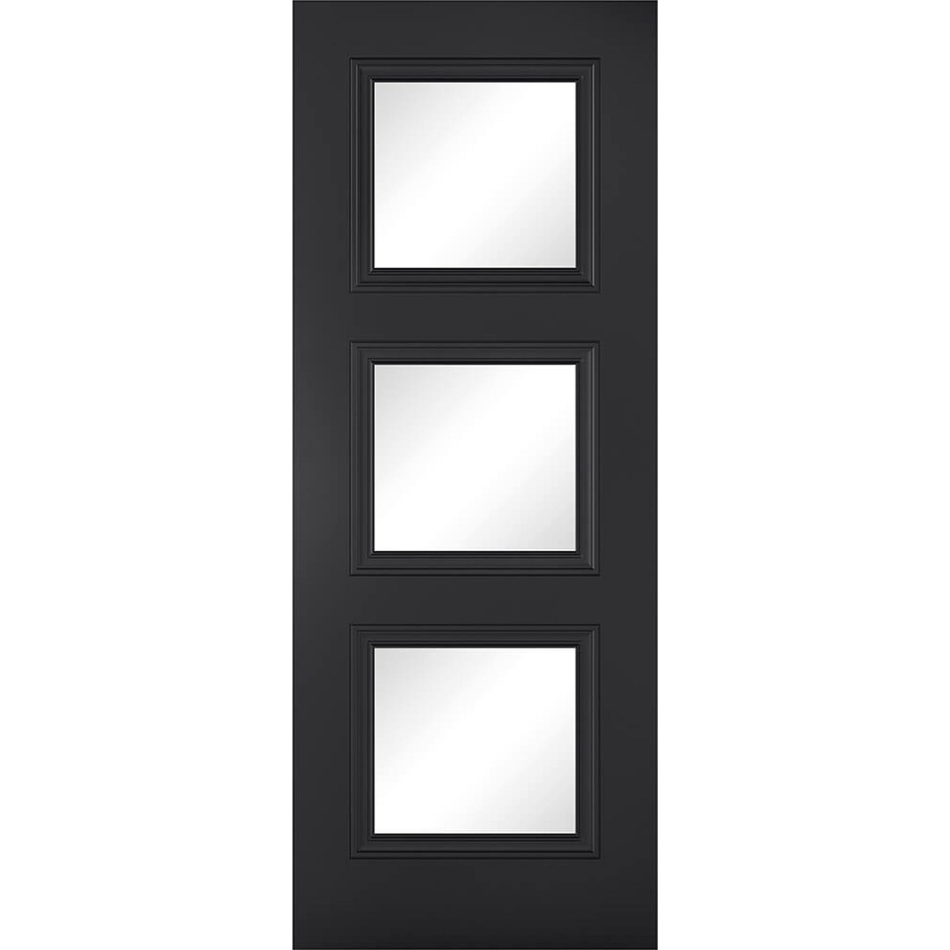 Antwerp Black Primed 3 Panel Glazed Internal Door - Main Product Image