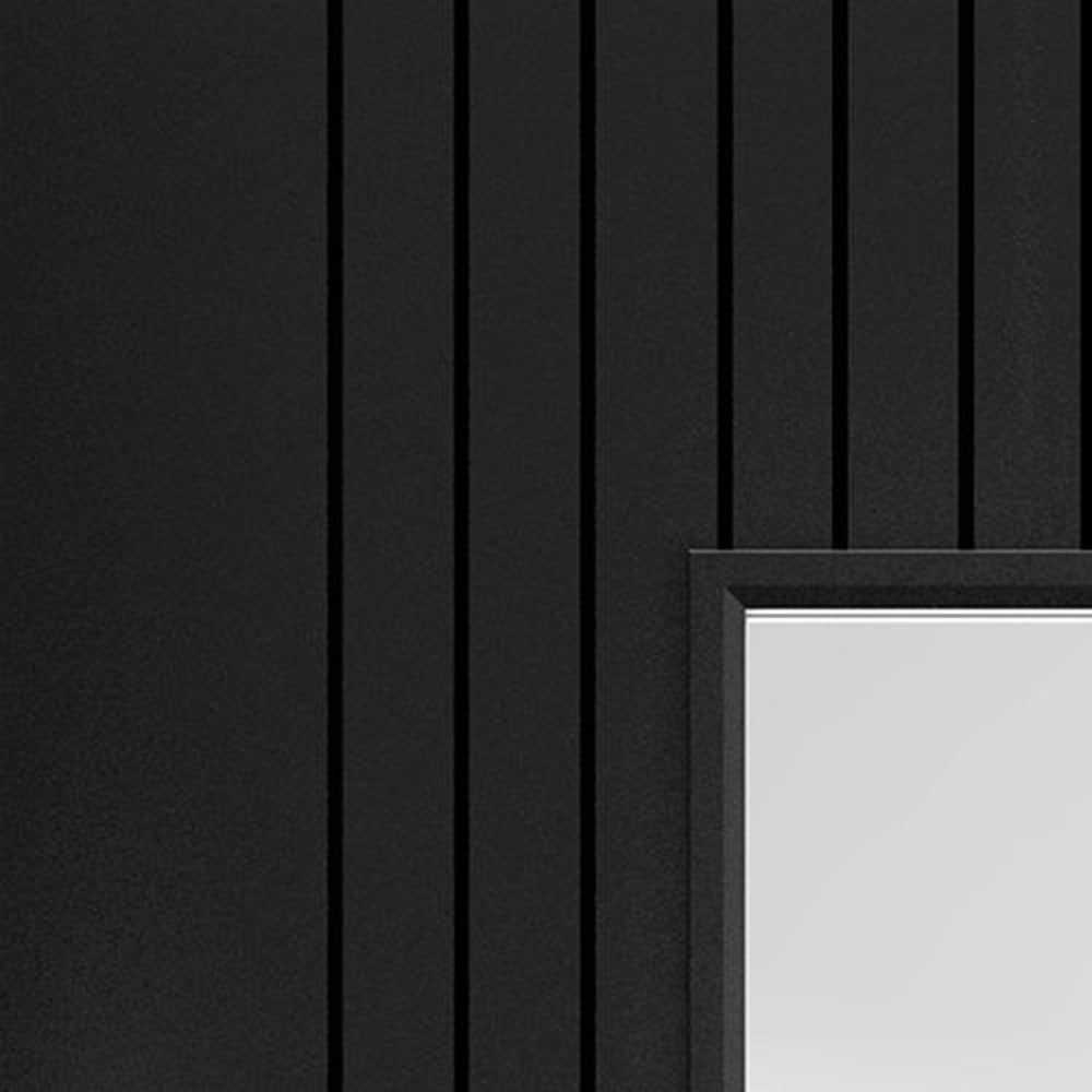 Product Aria black clear glazed laminated internal door close-up showing grooved texture