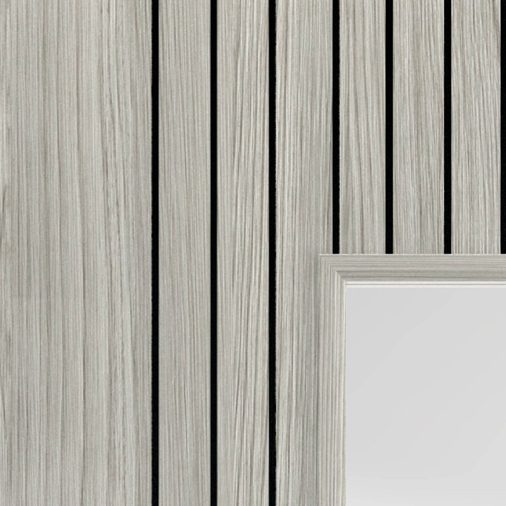 Lifestyle Aria grey clear glazed laminated internal door installed in a room setting
