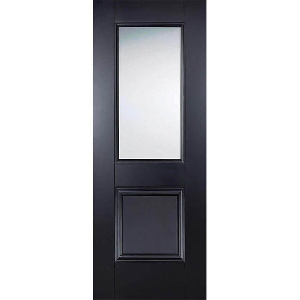 Product Arnhem black primed 2 panel glazed internal door