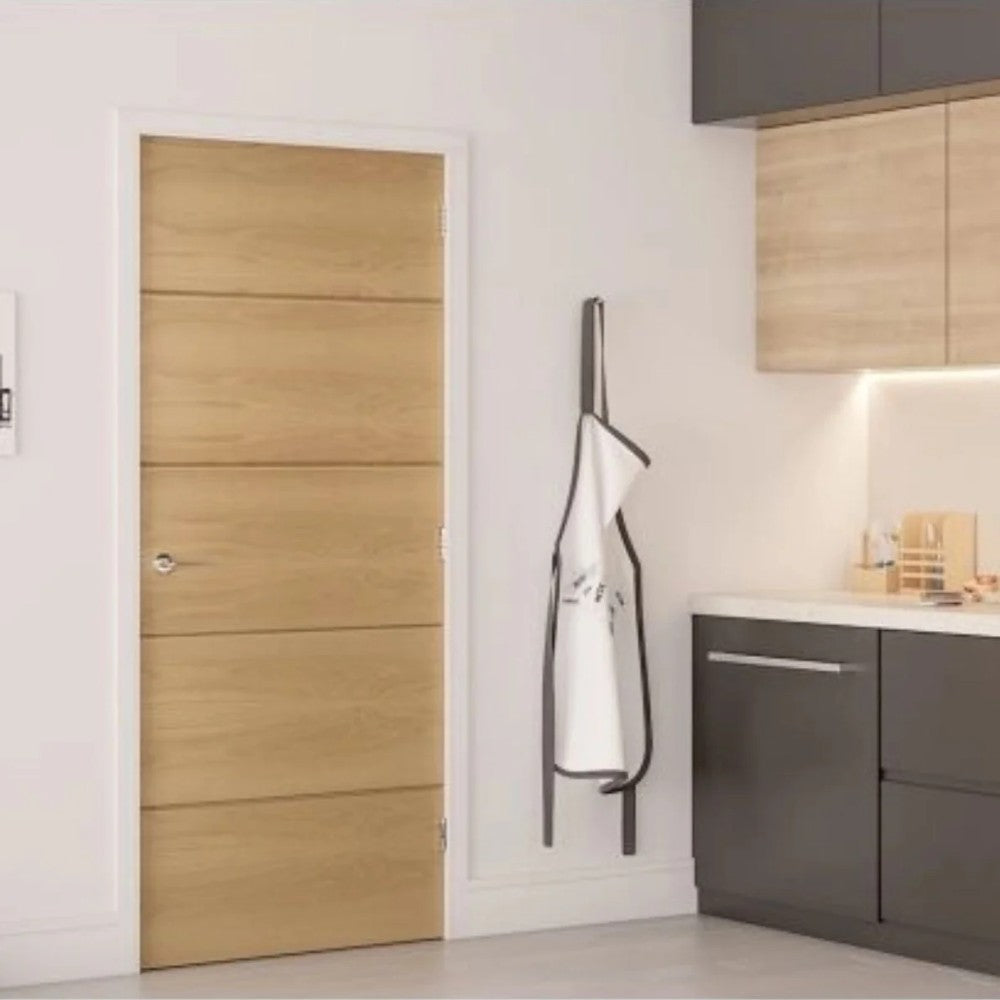 Lifestyle Augusta prefinished oak fire door installed in a room