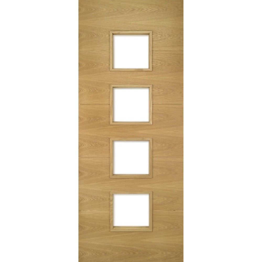 Product Augusta prefinished oak glazed internal door with central glass panel