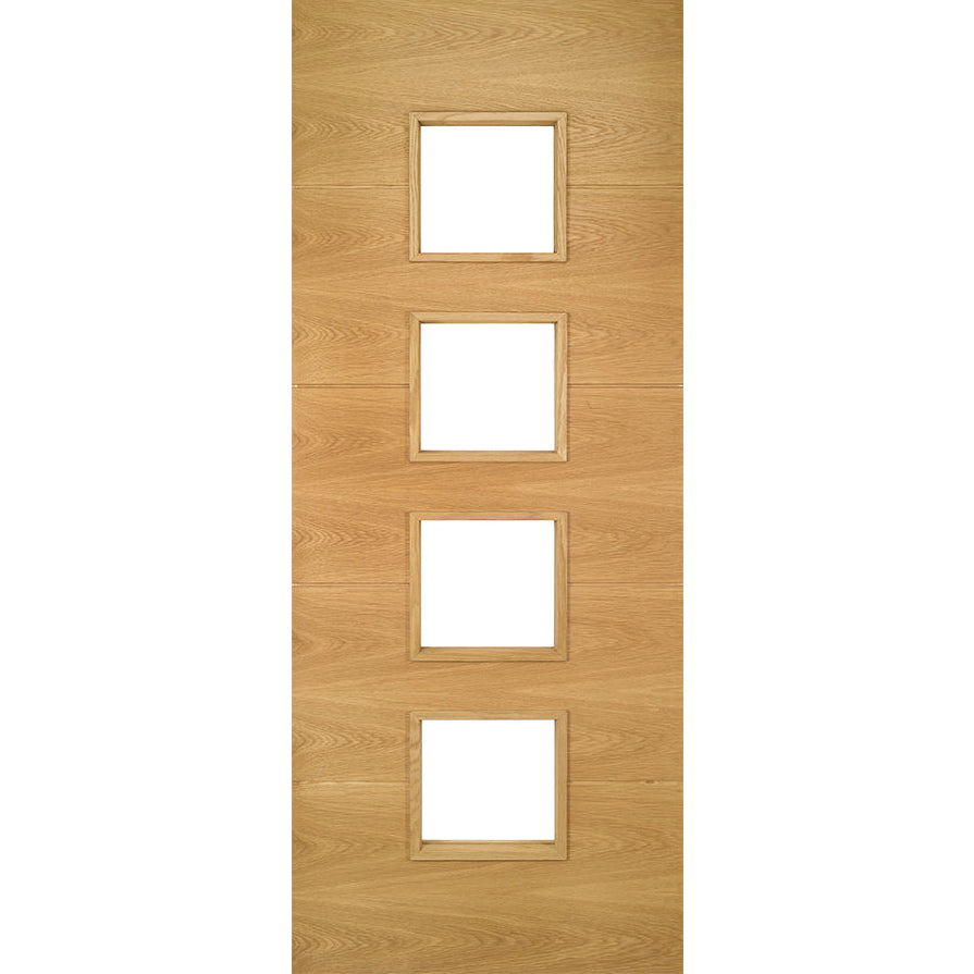 Product oak Augusta flat clear glazed internal door with glass panels
