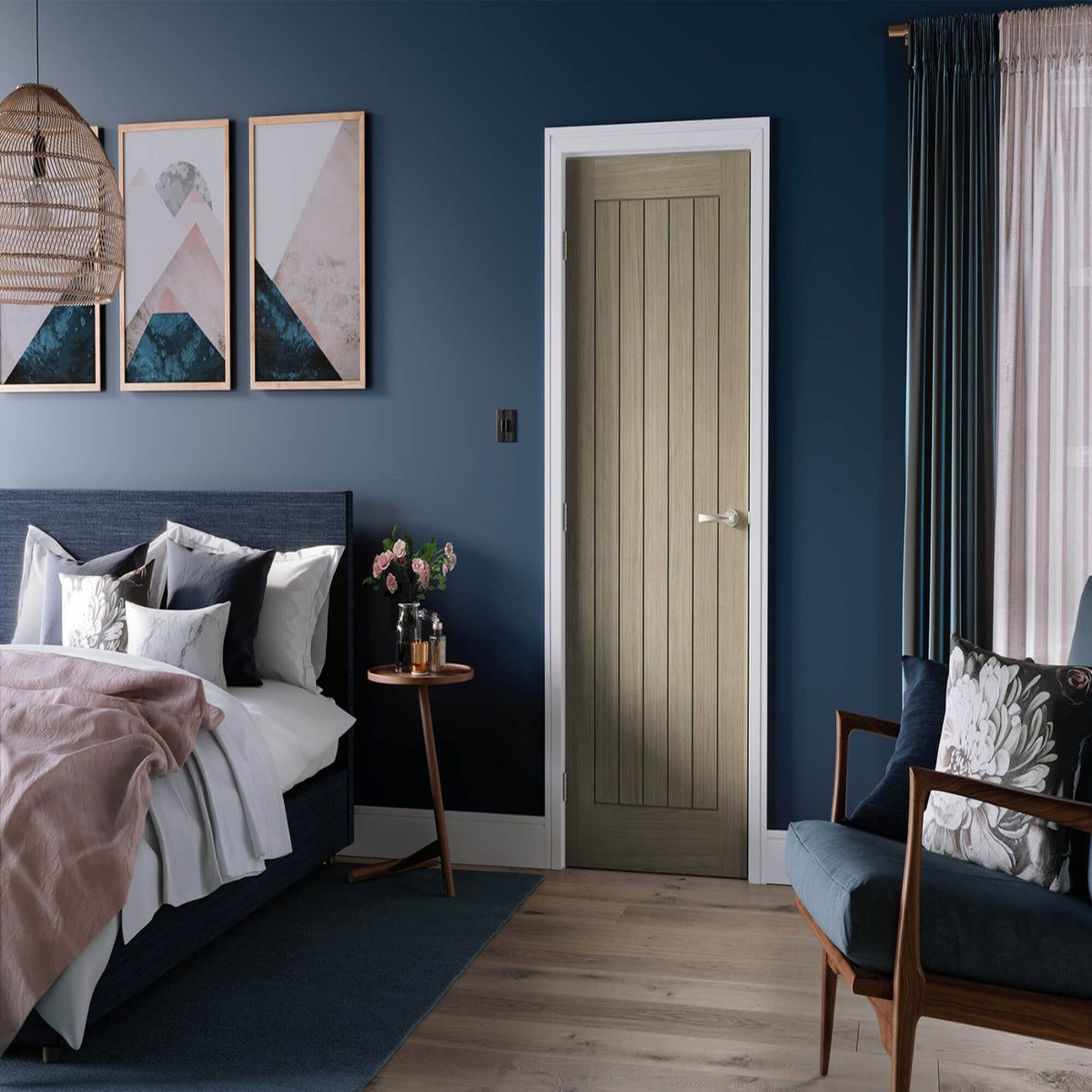 Belize Prefinished Light Grey Internal Door - Lifestyle Image 1