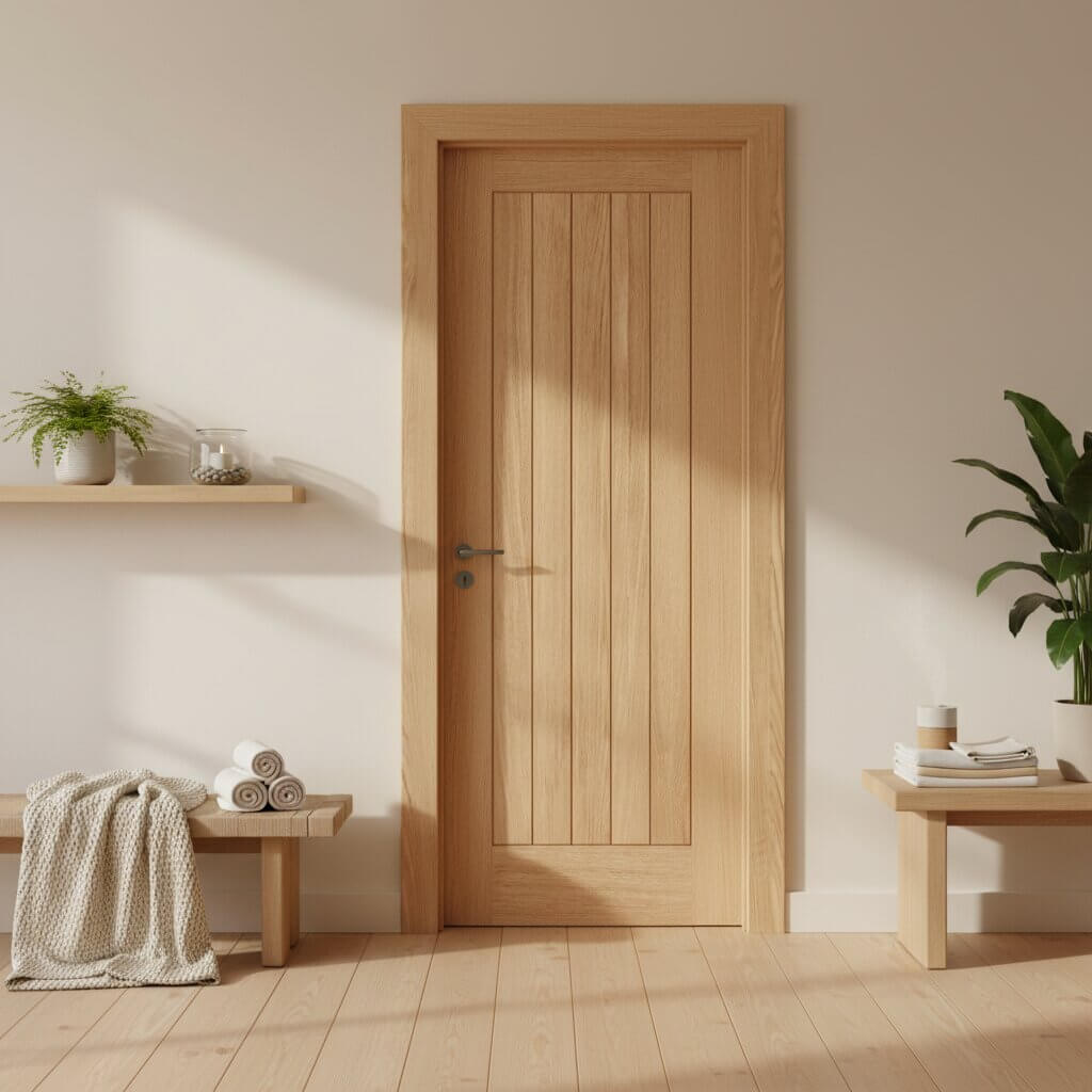 Product Belize prefinished oak FD30 fire internal door front view