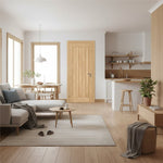 Product prefinished oak Belize internal door with vertical grooved panels