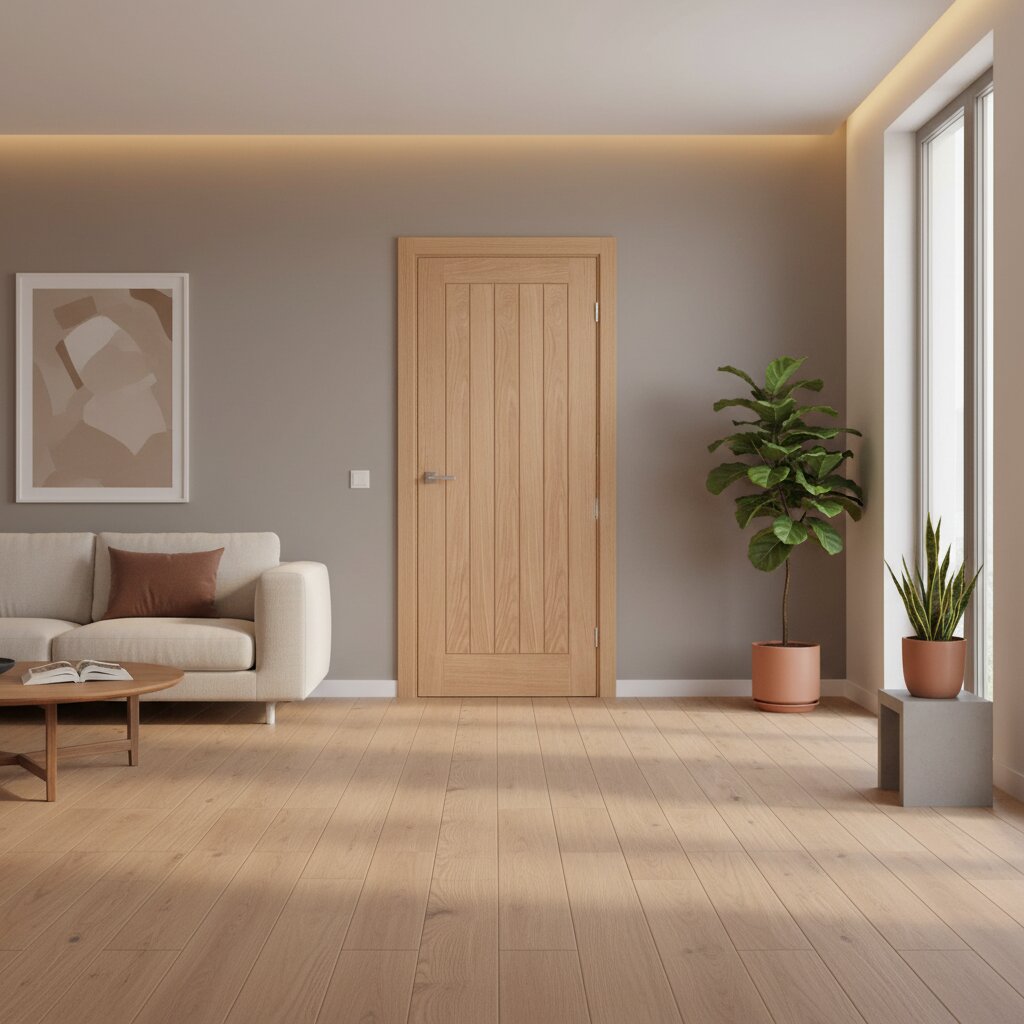 Product unfinished oak FD30 internal fire door front view