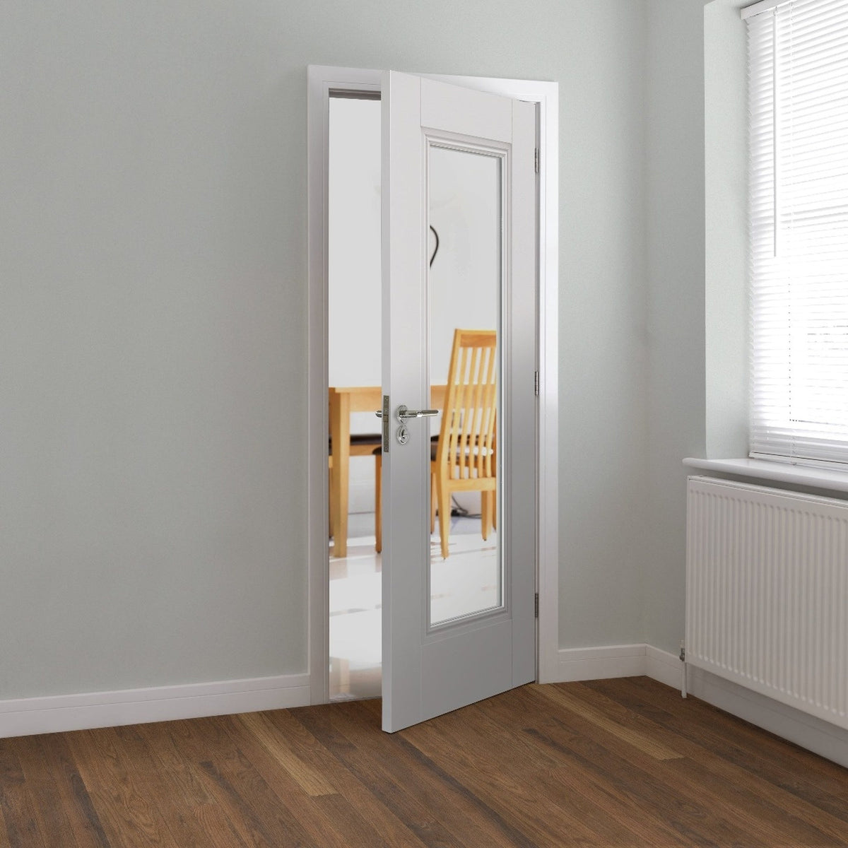 Belton White Primed Clear Glazed Internal Door - Lifestyle Image 3