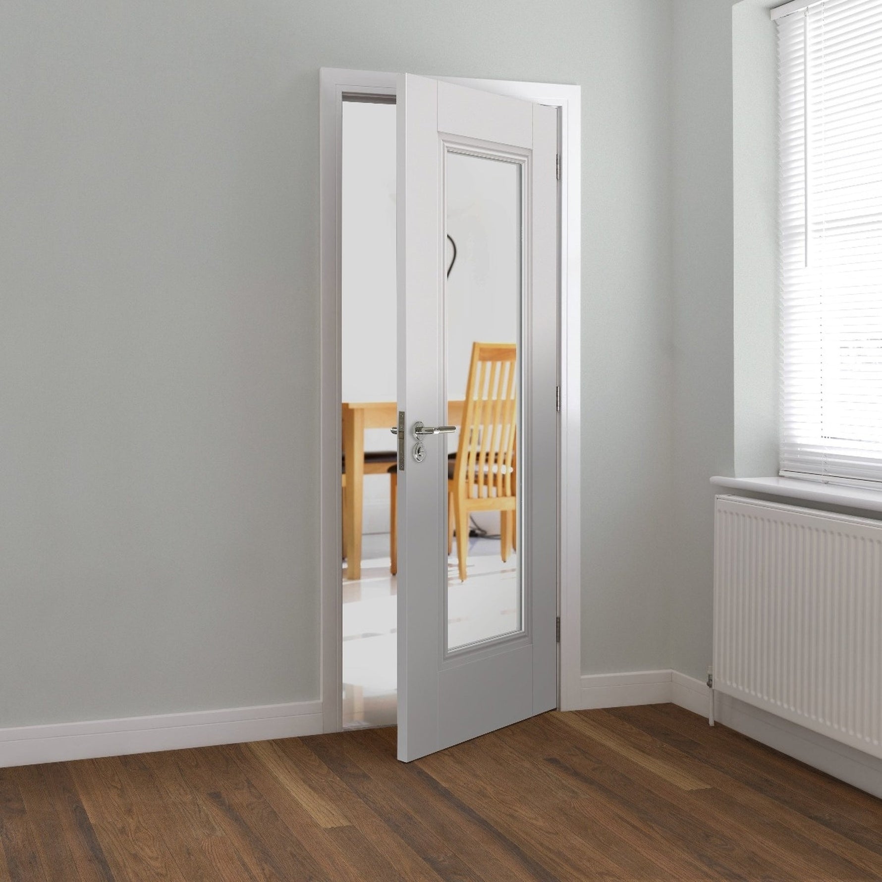 Belton White Primed Clear Glazed Internal Door - Lifestyle Image 3