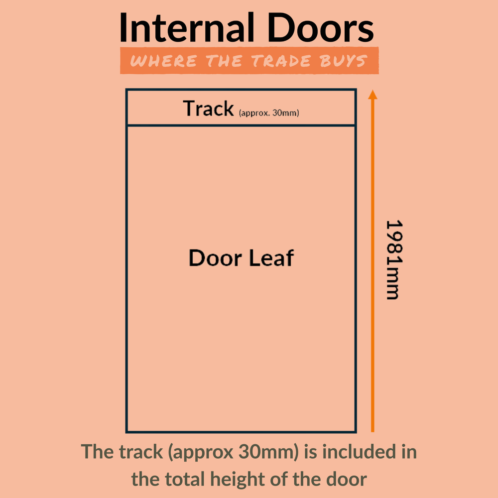 Graphic bifold door total height guide showing track and door leaf measurement