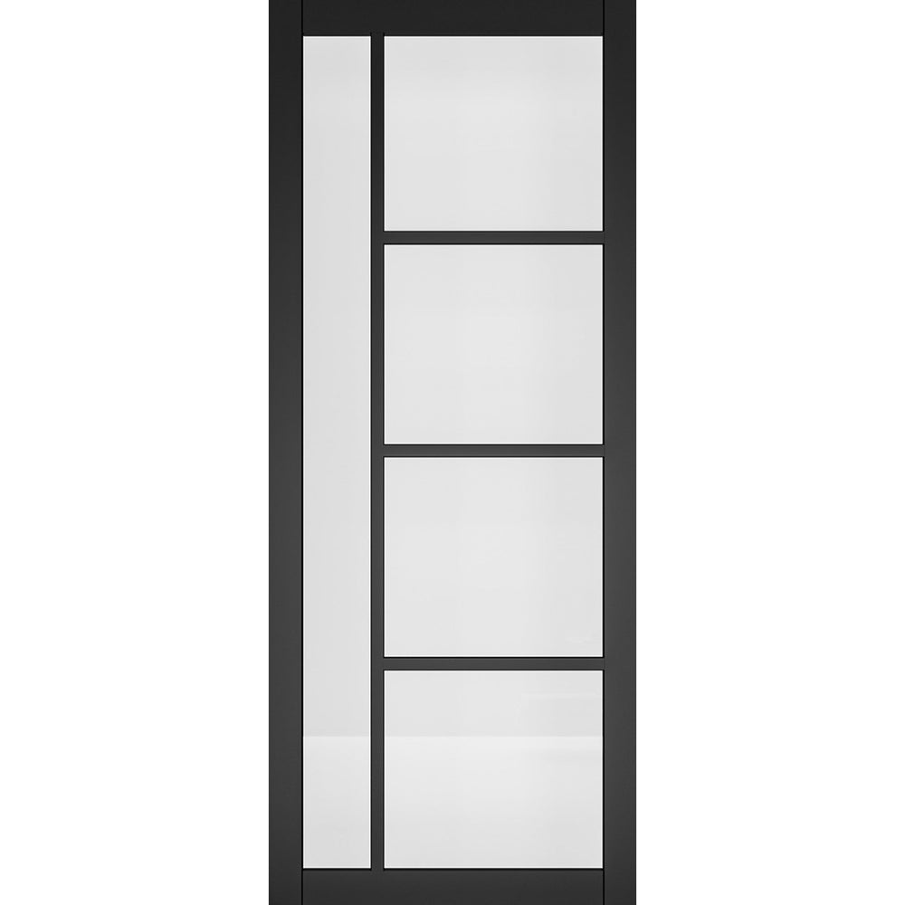 Product Brixton black clear glazed internal door on white background