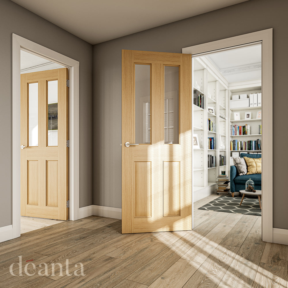 Bury Four Panel Glazed Prefinished Oak Door
