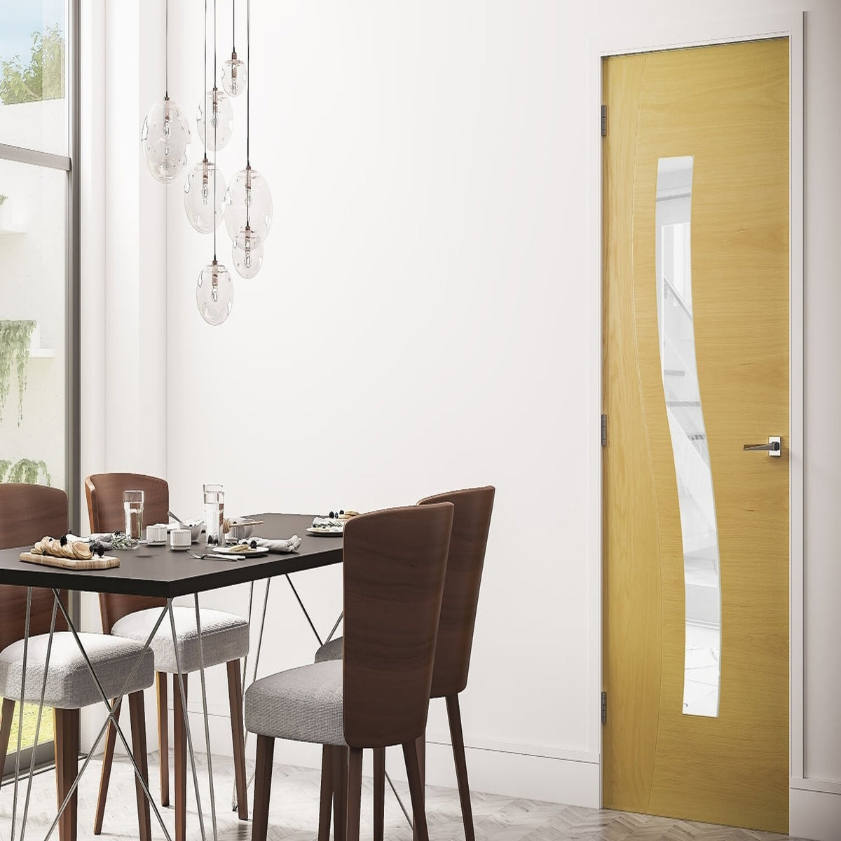 Cadiz Clear Glazed Prefinished Oak Door - Lifestyle Image 1