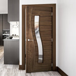 Cadiz Clear Glazed Prefinished Walnut Door - Lifestyle Image 2