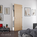 Lifestyle oak Cadiz solid internal door in a light room with neutral decor