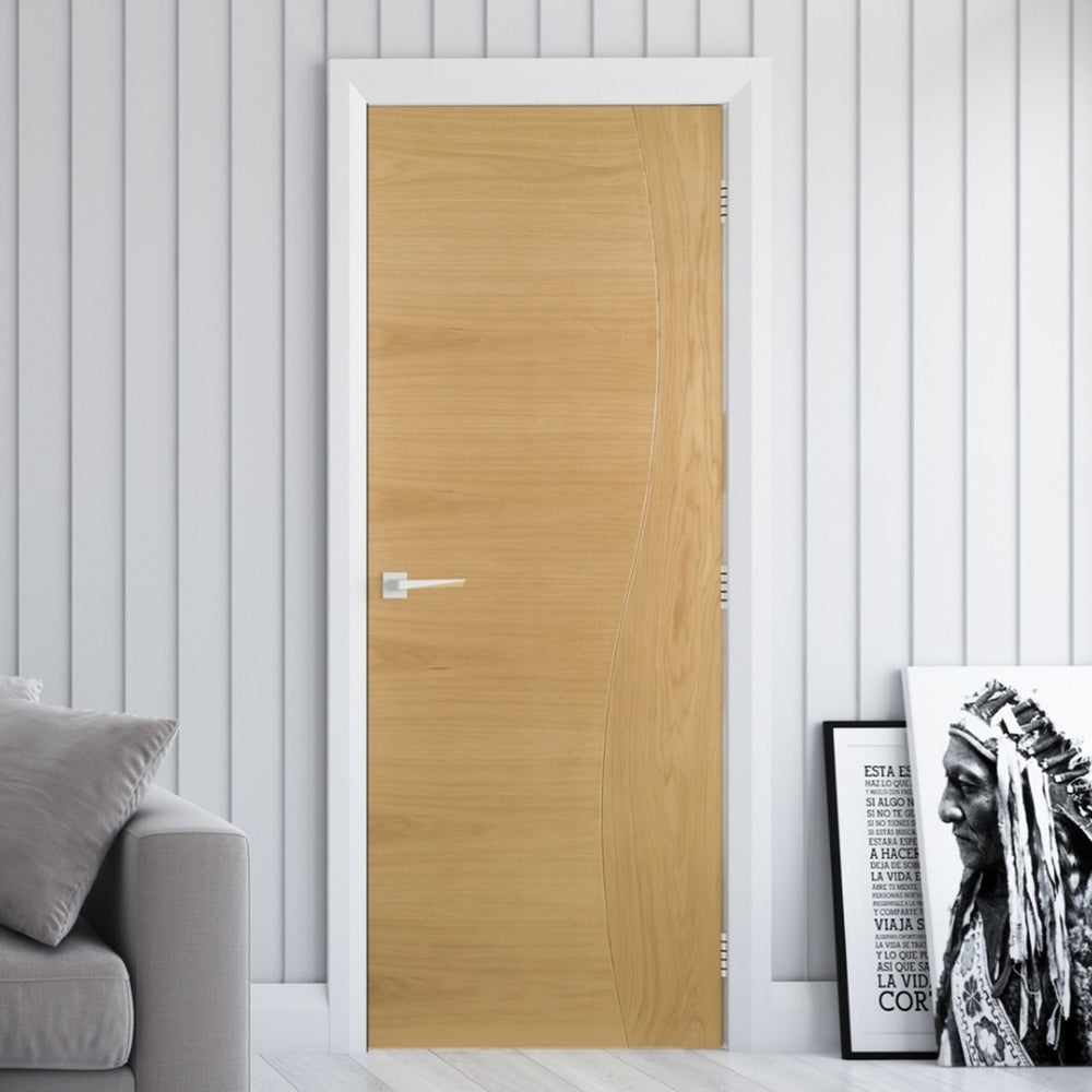 Lifestyle Cadiz prefinished oak fire door installed in a modern room