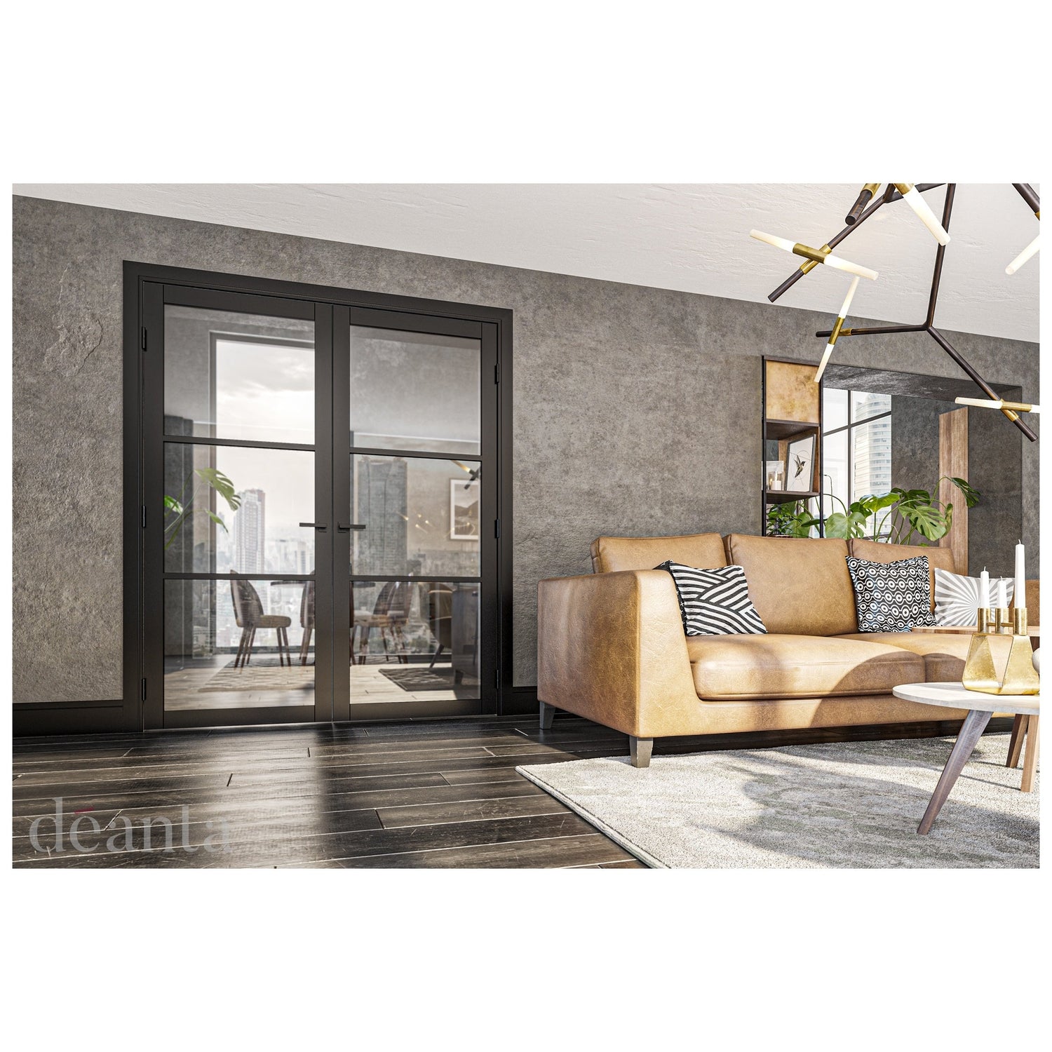 Camden Black Prefinished Clear Glazed Internal Door - Main Product Image
