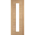 Product prefinished oak Carini long-light glazed internal door with four slim clear glass panels