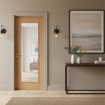Product oak internal door with one clear glazed panel front view