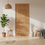 Product prefinished oak Carini internal door with vertical panel design