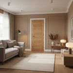 Product unfinished oak Carini FD30 internal fire door with slim vertical panels