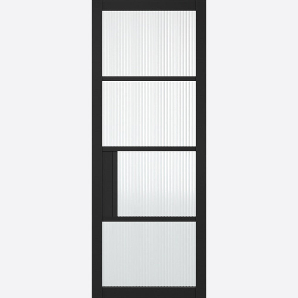 Product Chelsea black reeded glazed internal door